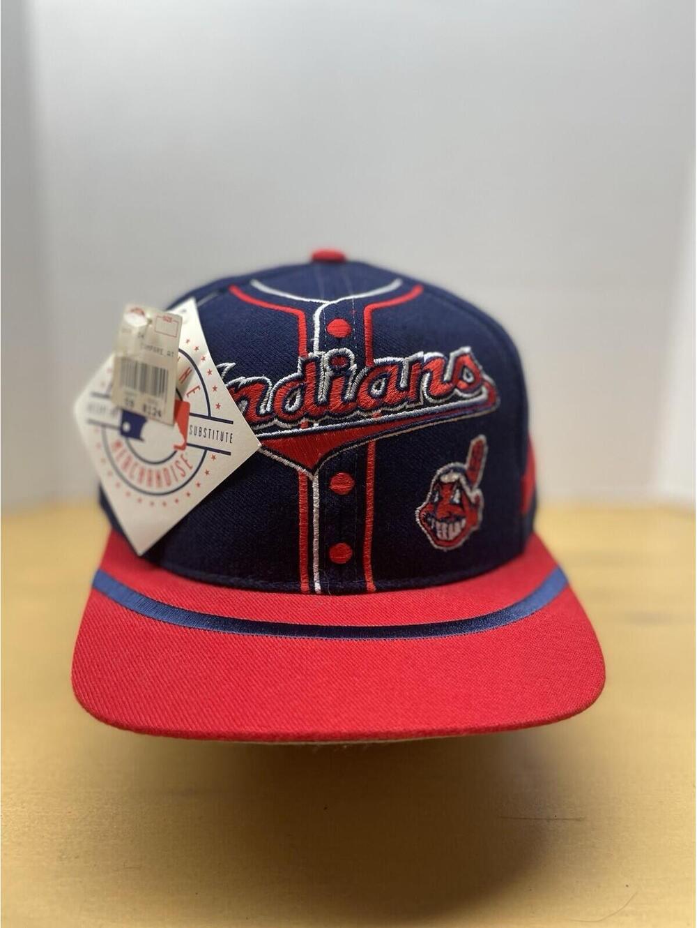 Vintage Cleveland Indians Big Logo Jersey Wool Twins Enterprise Snapback Hat NEW